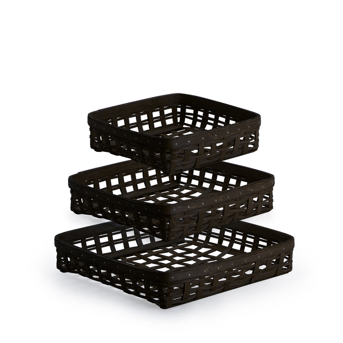 1896 Nesting Square Basket Trio - Black